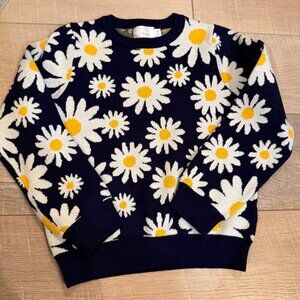 Mila & Rose Kids Daisy Print Navy Sweater 7-8 Years Polyester & Viscose Blend Fl